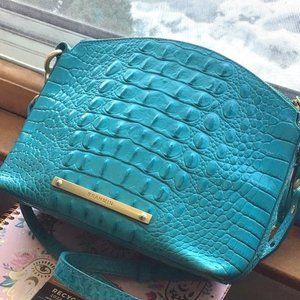 Brahmin Mini Duxbury Crossbody in bright aqua Melbourne leather